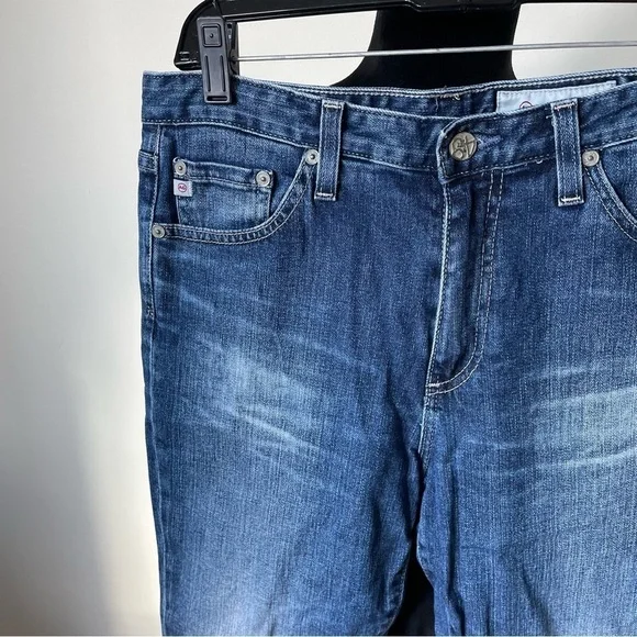 AG Adriano Goldschmied Jodi High Rise Slim Flare Crop Raw Hem Jeans EUC Size 29
